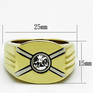 TK1064 - Stainless Steel Ring Two-Tone IP Gold (Ion Plating) Men Top Grade Crystal Clear