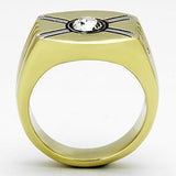 TK1064 - Stainless Steel Ring Two-Tone IP Gold (Ion Plating) Men Top Grade Crystal Clear