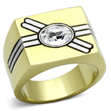 TK1065 - Stainless Steel Ring Two-Tone IP Gold (Ion Plating) Men Top Grade Crystal Clear