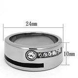 TK1067 - Stainless Steel Ring High polished (no plating) Men Top Grade Crystal Clear