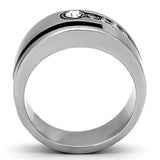 TK1067 - Stainless Steel Ring High polished (no plating) Men Top Grade Crystal Clear