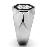 TK1069 - Stainless Steel Ring High polished (no plating) Men Top Grade Crystal Clear