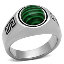 TK1070 - Stainless Steel Ring High polished (no plating) Men Synthetic Emerald