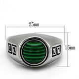 TK1070 - Stainless Steel Ring High polished (no plating) Men Synthetic Emerald