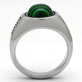 TK1070 - Stainless Steel Ring High polished (no plating) Men Synthetic Emerald