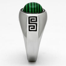 TK1070 - Stainless Steel Ring High polished (no plating) Men Synthetic Emerald
