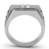 TK1071 - Stainless Steel Ring High polished (no plating) Men Top Grade Crystal Clear