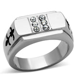 TK1071 - Stainless Steel Ring High polished (no plating) Men Top Grade Crystal Clear