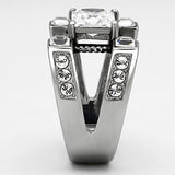 TK1072 - Stainless Steel Ring High polished (no plating) Men AAA Grade CZ Clear