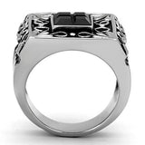 TK1074 - Stainless Steel Ring High polished (no plating) Men Synthetic Jet