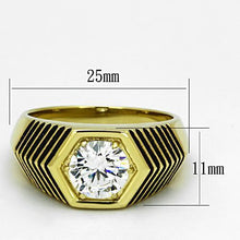 TK1076 - Stainless Steel Ring IP Gold(Ion Plating) Men AAA Grade CZ Clear