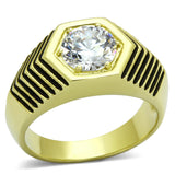 TK1076 - Stainless Steel Ring IP Gold(Ion Plating) Men AAA Grade CZ Clear