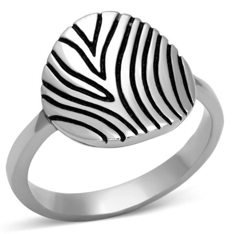 TK1078 - Stainless Steel Ring High polished (no plating) Women Epoxy Jet