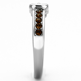 TK1079 - Stainless Steel Ring High polished (no plating) Women Top Grade Crystal Smoked Quartz