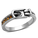 TK1079 - Stainless Steel Ring High polished (no plating) Women Top Grade Crystal Smoked Quartz