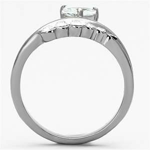 TK1080 - Stainless Steel Ring High polished (no plating) Women AAA Grade CZ Clear