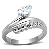 TK1080 - Stainless Steel Ring High polished (no plating) Women AAA Grade CZ Clear