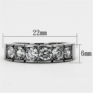 TK1082 - Stainless Steel Ring High polished (no plating) Women AAA Grade CZ Clear