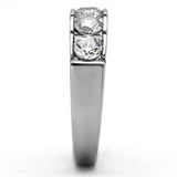TK1082 - Stainless Steel Ring High polished (no plating) Women AAA Grade CZ Clear