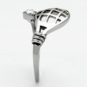 TK1083 - Stainless Steel Ring High polished (no plating) Women Top Grade Crystal Clear