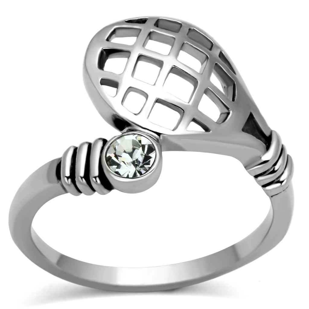 TK1083 - Stainless Steel Ring High polished (no plating) Women Top Grade Crystal Clear