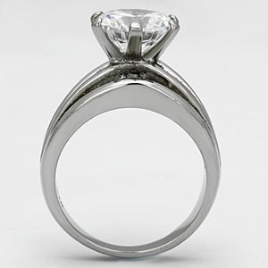 TK1084 - Stainless Steel Ring High polished (no plating) Women AAA Grade CZ Clear