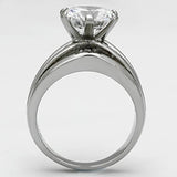 TK1084 - Stainless Steel Ring High polished (no plating) Women AAA Grade CZ Clear