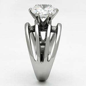TK1084 - Stainless Steel Ring High polished (no plating) Women AAA Grade CZ Clear