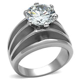 TK1084 - Stainless Steel Ring High polished (no plating) Women AAA Grade CZ Clear