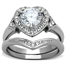 TK1087 - Stainless Steel Ring High polished (no plating) Women AAA Grade CZ Clear