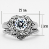 TK1087 - Stainless Steel Ring High polished (no plating) Women AAA Grade CZ Clear