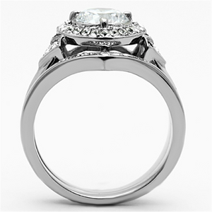 TK1087 - Stainless Steel Ring High polished (no plating) Women AAA Grade CZ Clear