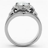 TK1087 - Stainless Steel Ring High polished (no plating) Women AAA Grade CZ Clear