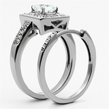 TK1088 - Stainless Steel Ring High polished (no plating) Women AAA Grade CZ Clear