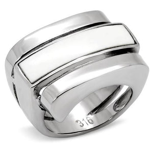 TK108 - Stainless Steel Ring High polished (no plating) Women Semi-Precious White