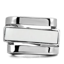 TK108 - Stainless Steel Ring High polished (no plating) Women Semi-Precious White
