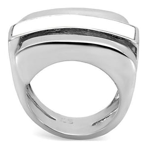 TK108 - Stainless Steel Ring High polished (no plating) Women Semi-Precious White