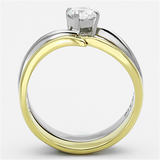 TK1092 - Stainless Steel Ring Two-Tone IP Gold (Ion Plating) Women AAA Grade CZ Clear