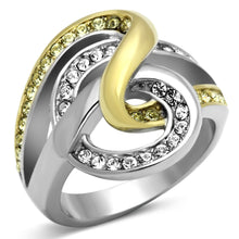 TK1094 - Stainless Steel Ring Two-Tone IP Gold (Ion Plating) Women Top Grade Crystal Citrine Yellow