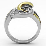 TK1094 - Stainless Steel Ring Two-Tone IP Gold (Ion Plating) Women Top Grade Crystal Citrine Yellow