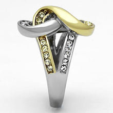 TK1094 - Stainless Steel Ring Two-Tone IP Gold (Ion Plating) Women Top Grade Crystal Citrine Yellow