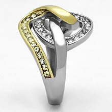 TK1094 - Stainless Steel Ring Two-Tone IP Gold (Ion Plating) Women Top Grade Crystal Citrine Yellow