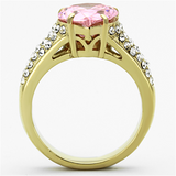 TK1098 - Stainless Steel Ring IP Gold(Ion Plating) Women AAA Grade CZ Rose