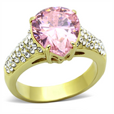 TK1098 - Stainless Steel Ring IP Gold(Ion Plating) Women AAA Grade CZ Rose