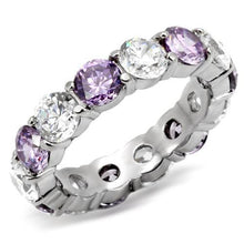 TK109 - Stainless Steel Ring High polished (no plating) Women AAA Grade CZ Amethyst