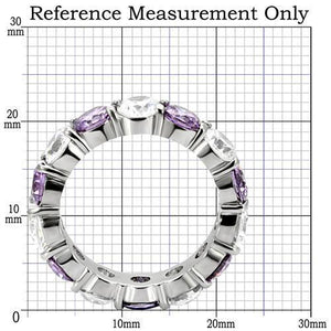 TK109 - Stainless Steel Ring High polished (no plating) Women AAA Grade CZ Amethyst