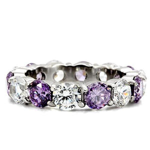TK109 - Stainless Steel Ring High polished (no plating) Women AAA Grade CZ Amethyst