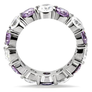 TK109 - Stainless Steel Ring High polished (no plating) Women AAA Grade CZ Amethyst