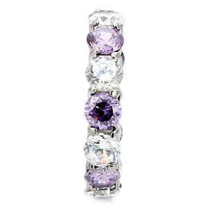 TK109 - Stainless Steel Ring High polished (no plating) Women AAA Grade CZ Amethyst
