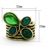 TK1104 - Stainless Steel Ring IP Gold(Ion Plating) Women Synthetic Emerald